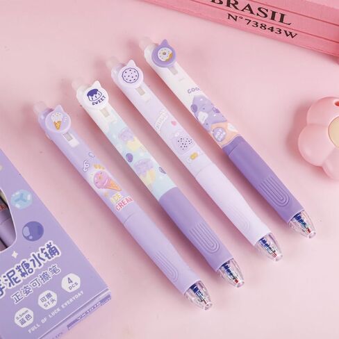 4 أجهزة كمبيوتر قابلة للاحتفال بمسح قابلة للاحتفال بحبر الهلام ، أقلام كاريكاتورية باندا أقلام 0.5 ملم نقطة زرقاء الحبر الحبر أقلام مدرسة النساء الفتيات الأولاد أكيام أكيام (باندا الأزرق الزرقاء) in Kuwait