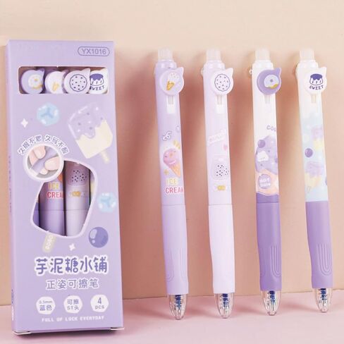 4 أجهزة كمبيوتر قابلة للاحتفال بمسح قابلة للاحتفال بحبر الهلام ، أقلام كاريكاتورية باندا أقلام 0.5 ملم نقطة زرقاء الحبر الحبر أقلام مدرسة النساء الفتيات الأولاد أكيام أكيام (باندا الأزرق الزرقاء) in Kuwait