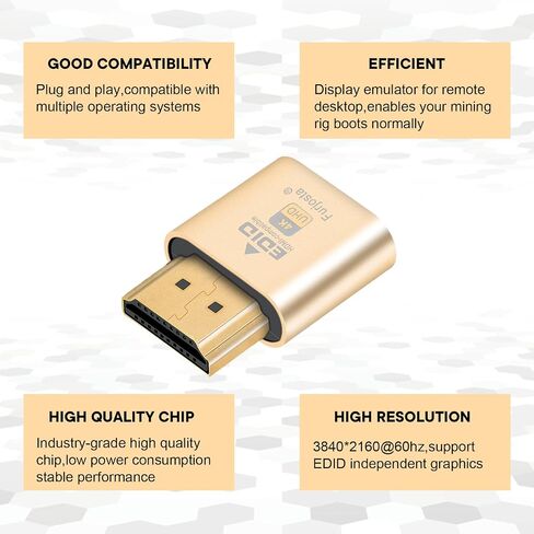 4K 120Hz HDMI 2.1 Dummy Plug – Virtual Display Emulator for PC, VR Headsets & Cryptocurrency Mining | Headless Ghost Display Adapter | Supports 8K @30Hz-1P in Saudi Arabia