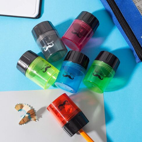 Mr. Pen Handheld Manual Pencil Sharpener with 2 Sharpening Holes and Screw-On Lid, Pack of 6 in Kuwait