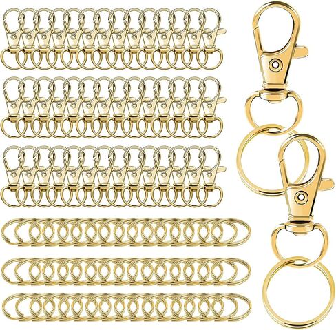 100PCS Gold Keychains with Key Rings: Key Chain Clip Swivel Clasps Lanyard Snap Hooks Hooks Lobster Claw Clasps for Jewelry DIY Craft (Gold) in Saudi Arabia