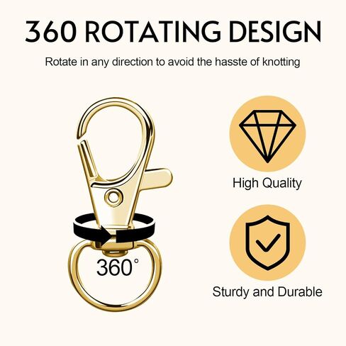 100PCS Gold Keychains with Key Rings: Key Chain Clip Swivel Clasps Lanyard Snap Hooks Hooks Lobster Claw Clasps for Jewelry DIY Craft (Gold) in Saudi Arabia