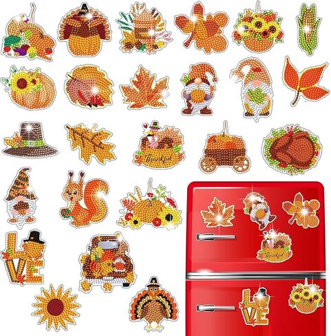 ZYNERY 24 Pcs Diamond Painting Magnets, Diamond Art Magnets, Mini Diamond Painting Kits, Refrigerator Magnets, 5D Diamond Painting Kits for Adults DIY Crafts Home Decor Gift (Christmas Theme) in Kuwait