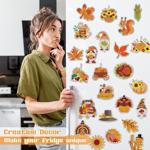 ZYNERY 24 Pcs Diamond Painting Magnets, Diamond Art Magnets, Mini Diamond Painting Kits, Refrigerator Magnets, 5D Diamond Painting Kits for Adults DIY Crafts Home Decor Gift (Christmas Theme) in Kuwait