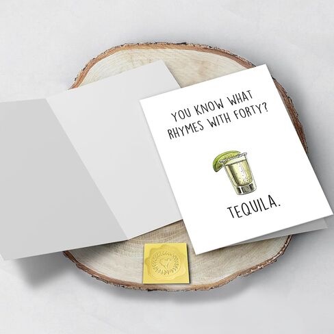 Tequila 40th Birthday Card, Funny 40 Year Old Birthday Card for Him Her Men Women, You Know What Rhymes With Forty? in Saudi Arabia