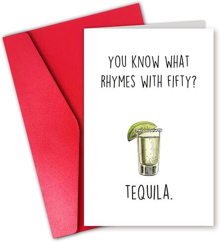 Tequila 40th Birthday Card, Funny 40 Year Old Birthday Card for Him Her Men Women, You Know What Rhymes With Forty? in Saudi Arabia