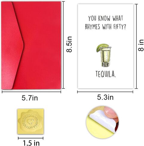Tequila 40th Birthday Card, Funny 40 Year Old Birthday Card for Him Her Men Women, You Know What Rhymes With Forty? in Saudi Arabia