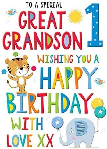 Regal Publishing Juvenile Birthday Card Age 1 Great Grandson - 9 X 6 Inches - in Saudi Arabia