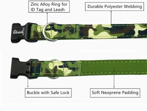 Neoprene Padded Dog Collar, Soft and Comfortable, Camouflage Pattern, for Medium Dogs.(Medium, Green Camouflage) in Saudi Arabia