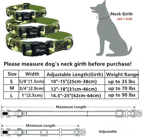 Neoprene Padded Dog Collar, Soft and Comfortable, Camouflage Pattern, for Medium Dogs.(Medium, Green Camouflage) in Saudi Arabia