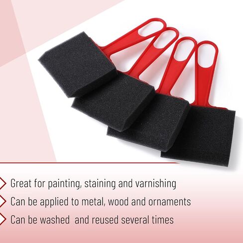 Bates- Foam Paint Brushes, 3-Inch, 12 Pack, Red Handle, Sponge Brushes, Sponge Paint Brush, Foam Brushes for Painting, Foam Brushes for Staining, Paint Sponges, Foam Brushes for Mod Podge Brushes in Saudi Arabia
