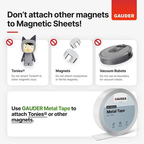GAUDER Magnetic Sheets with Adhesive Backing (4" x 6") | Black Magnetic Sheets | Adhesive Magnetic Sheets (5 Pieces) in Kuwait