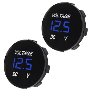 2 Pieces LED Digital Display Voltmeter, Waterproof 5-48V Round Panel Digital Display Voltage Gauge