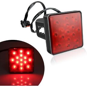 1 PC Trailer Hitch Lights with 15 LEDs, 3.26In ABS Shell Super Bright Square Waterproof Vehicle Tail Light Replacement, Universal Automotive Brake Light Accessories, for Truck SUV RV (Black)