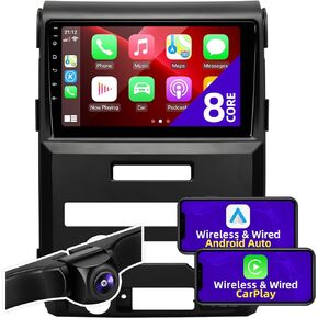 Android Car Radio upgrade Compatible with Wireless Carplay Android Auto for Ford F150 2009 2010 2011 2012 8core 1280X720 Touch Screen Stereo Bluetooth GPS FM/AM Backup Camera Navigation HeadUnit