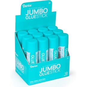 Darice 12 Jumbo Glue Sticks, 1.4 Oz All Purpose Stick Glue, Strong Hold, Easy Stick, Quick Drying, Non-Toxic, Scrapbooking Supplies for Home, School and Office