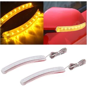 2 Pcs LED Turn Signal Strip Light, Flexible Switchback Dual-Color Fork Blinkers, Waterproof Adjustable Daytime Running Tail Light Strip Kit for Car Motorcycle Snowmobile (Yellow)