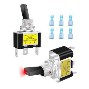 weideer 2pcs Lighted Toggle Switch 12V 30A SPST ON/Off 3 Pin Blue ​LED Toggle Switch for Car Truck Boat with Terminals ASW-07D-2-BU-DZ