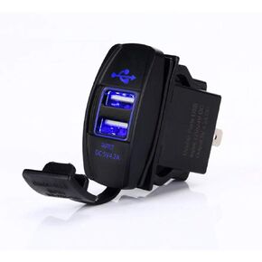 Switchtec 4.2 AMPS-Fast Dual USB Charger Rocker Switch Style Blue LED بإضاءة خلفية للقوارب، جنبًا إلى جنب، مركبات الطرق الوعرة، المركبات الترفيهية in Kuwait