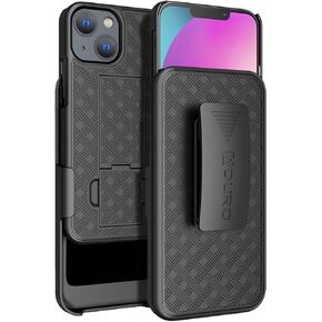 Aduro Combo Case with Kickstand & Holster for iPhone 13 Mini, Slim Shell & Swivel Belt Clip Holster, with Built-in Kickstand for Apple iPhone (5.4") 2021
