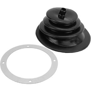 Gear Shift Handbrake Lever Boot Plate Kit Dustproof Black Rubber Round 5.250in/13.3cm Universal