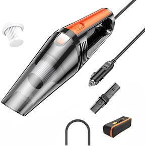 Car Vacuum Cleaner - Handheld Portable Electric Auto Cleaner with 6000 Pa Suction Power, 16 ft Cord, LED Light, Compact Multipurpose Accessories Cleaner Kit for Car Interior & Home