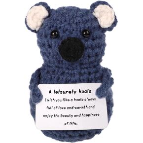 Funny Positive Koala, 3.54in Creative Cute Knitted Potato Doll with Inspirational Card Emotional Support Leisurely Koala Crochet for Plush Birthday Gift Party Decoration Encouragement