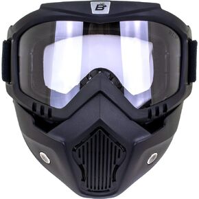 Birdz Eyewear Skylark Motorcycle Goggles Removable Face Mask Black Frames Mirror Lens
