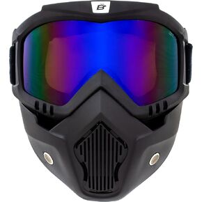 Birdz Eyewear Skylark Motorcycle Goggles Removable Face Mask Black Frames Mirror Lens