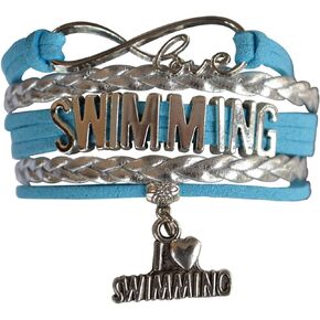 Infinity Collection Swim Bracelet- Girls Swimming Charm Bracelet- Love Swim Jewelry - Gift For Swimmers, Swim Team