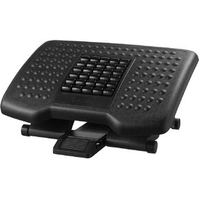 Kantek Premium Ergonomic Height Adjustable Under Desk Footrest, 3 Height Setting, Foot Adjustable Tilt Angle, Supports Feet/Legs, Black