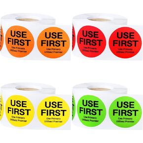 Epakh 2000 Pcs Use First Stickers Food Service 1.5 Inch Inventory Control Labels for Restaurant Permanent Adhesive Food Circle Dot Label Paper(Orange)