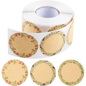 BESARME 600 Pcs 2" Canning Jar Labels Gift Tags Stickers Kraft Labels for Mason Floral Stickers Jars Lids Spice Bottle Stickers