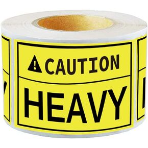 Caution Heavy Sticker, 2 x 3 inch Fluorescent Yellow Heavy Special Handling Shipping Pallet Label Stickers for Shipping and Packing （300Pcs Per Roll）