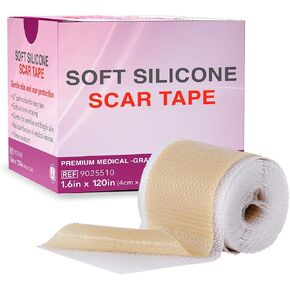 Medical Grade Silicone Scar Sheets - Non-Irritating Scar Strips for Surgical Scars, C-Section, Tummy Tuck, and Keloid - Premium Soft Gel Strips for Pain-Free Scar Removal (1.6in x 60in) in Kuwait