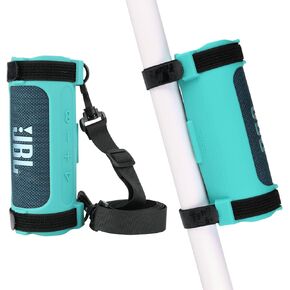 غطاء حافظة من السيليكون من TXEsign لمكبر صوت بلوتوث محمول JBL Flip 6، حافظة واقية JBL Flip 6 حامل مكبر صوت محمول مع حزام كتف وحزام دراجة لدرابزين عربة الجولف (أسود) in Kuwait
