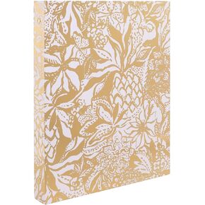 Lilly Pulitzer Cute 3 Ring Binder with Pockets and 3 Tab Dividers, Thin Binder with Metal Rings 0.75 Inch, 0.75" Aesthetic Binder (Leaf it Wild)