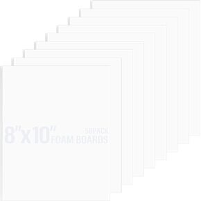 Golden State Art، حزمة من 50، ألواح دعم أساسية من الإسفنج (سُمك 1/8 بوصة، 11x14 أبيض)