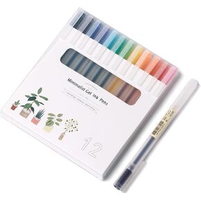 XIZE SH Minimalist Japanese Style Gel Pens 0.5mm Fine Point 12 Pack Black Ink Ball Point Pens for Office School Stationery Supply