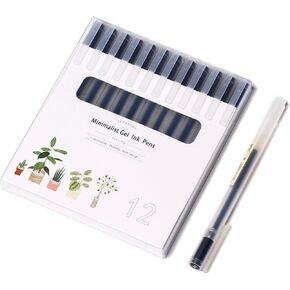 XIZE SH Minimalist Japanese Style Gel Pens 0.5mm Fine Point 12 Pack Black Ink Ball Point Pens for Office School Stationery Supply