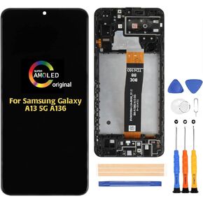 Replacement for Samsung Galaxy A13 5G A136 6.5 inch LCD Display Touch Screen Glass Digitizer A136U A136U1 A136W Original with Frame Assembly with Repair Tool Kits