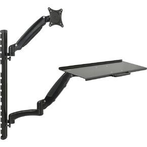 VIVO Black Sit-Stand Wall Mount Counterbalance Height Adjustable Monitor and Keyboard Workstation for Screens up to 27 inches STAND-SIT1K
