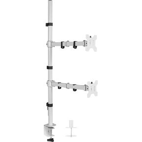 VIVO Extra Tall Vertically Stacked Dual Monitor Desk Mount Stand with 99 cm Stand-up Pole, Fully Adjustable Extended Arms, Fits 2 Screens up to 27 inches, STAND-V012T