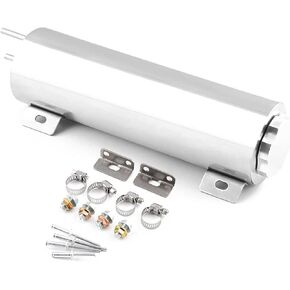 RULLINE coolant overflow tank radiator overflow tank radiator reservoir tank 3"x 9" Polished Stainless 32 oz Silver