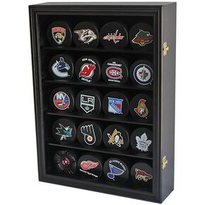 Hockey Puck Display Case Shadow Box Wall Cabinet (Pucks not inlcuded), UV Protection Door