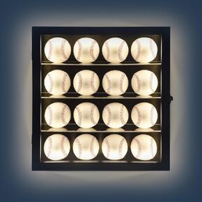 حافظة عرض البيسبول مع إضاءة LED حامل بيسبول أكريليك شفاف للحماية من الأشعة فوق البنفسجية صندوق بيسبول موقع على الحائط حافظة عرض لحامل البيسبول التذكاري in Kuwait