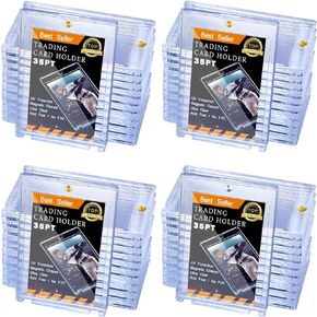 75 Packs Magnetic Card Holder Cases Acrylic Card Holder 35 PT Clear Trading Cards Protector with UV Protection for Baseball Football Hockey Sports Card Game Card Storage and Display, Standard Size