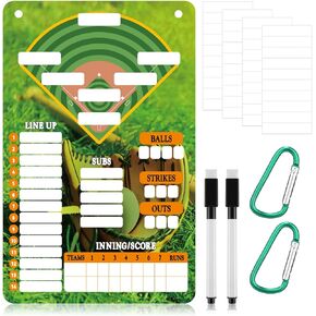 1 Set Magnetic Baseball Lineup Board, Hanging Magnetic Dugout Board Set with 40 Lineup Cards 2pcs Snap Hooks Dry Erase Writing Tools Baseball Team Board for Softball Baseball Game Training