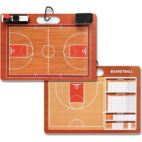 ONEMORE Basketball Dry Erase Clipboard for Coach,Handheld Double Sided Basketball Coaching Board with 2 Markers and Whiteboard Eraser