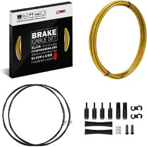 Chooee Bike Brake Cable Kit for Road Bike,Bicycle Brake Cable Housing Coated Braided & Teflon Inner line for Road Bicycle（Black/Gold/Silver/Titanium Silver）